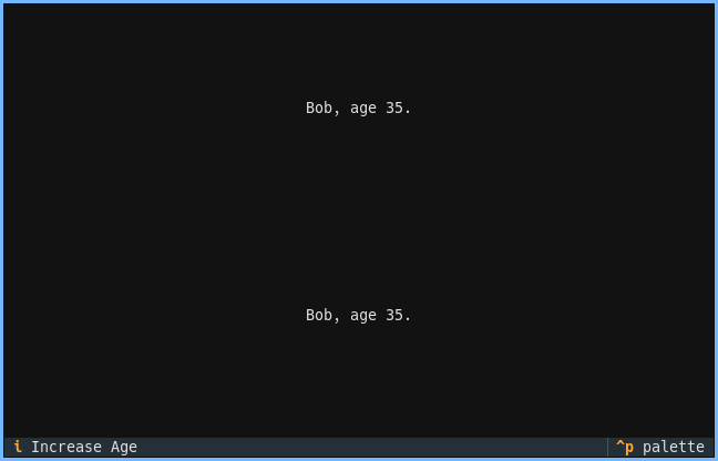 Textual application with MVVM showing synchronized views